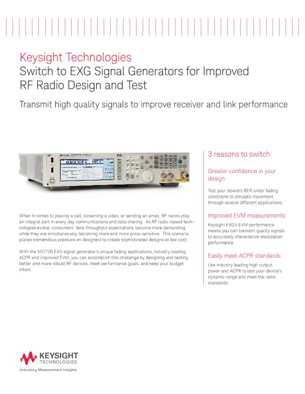 Switch to EXG Signal Generators for Improved RF Radio Design and Test - Migration Guide