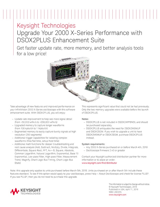 Upgrade Your 2000 X-Series Performance with DSOX2PLUS Enhancement Suite