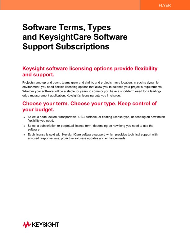 Software Terms, Types and KeysightCare Software Support Subscriptions