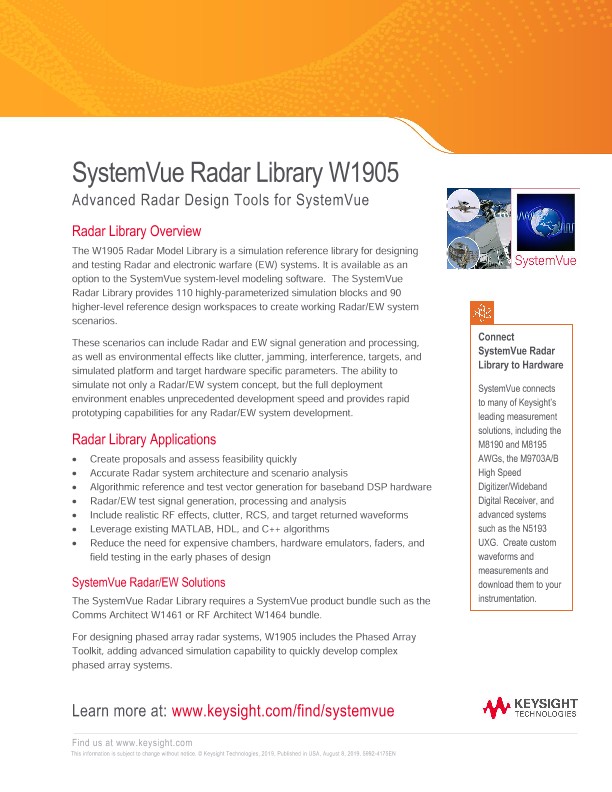 SystemVue Radar Library W1905