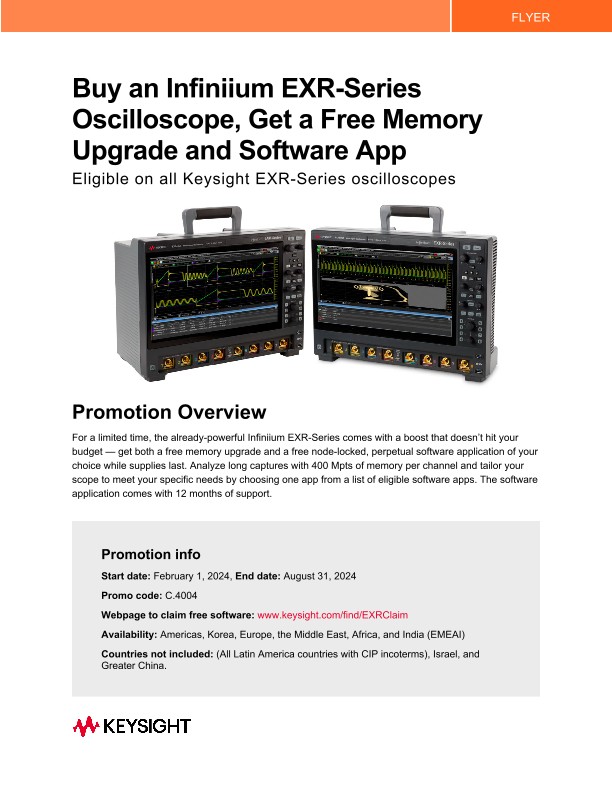 Buy an Infiniium EXR-Series Oscilloscope, Get a Free Memory Upgrade and Software App