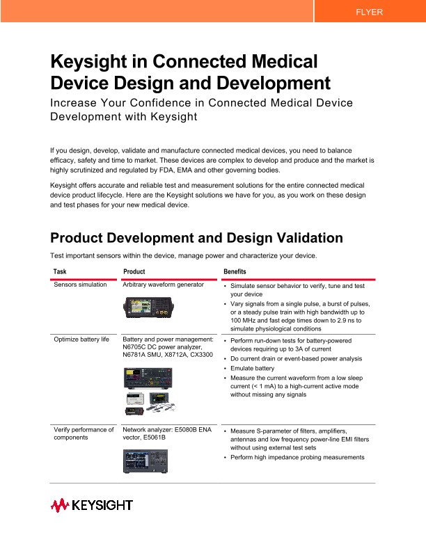 Keysight in Connected Medical Device Design and Development