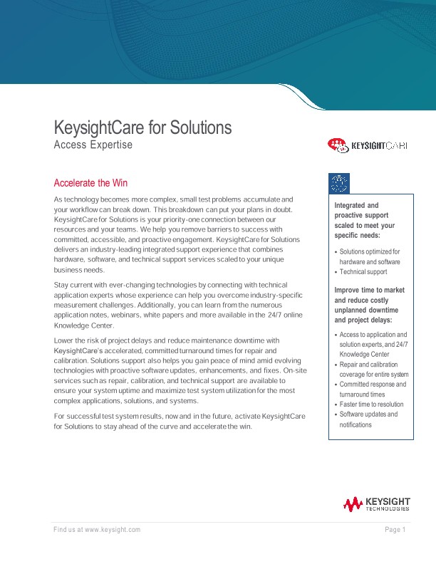 KeysightCare for Solutions Access Expertise