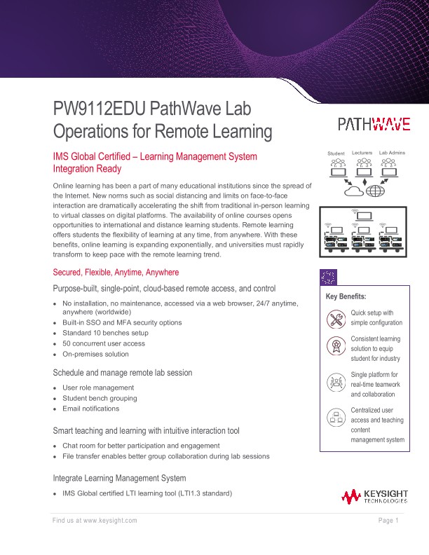 PW9112EDU PathWave Lab Operations for Remote Learning
