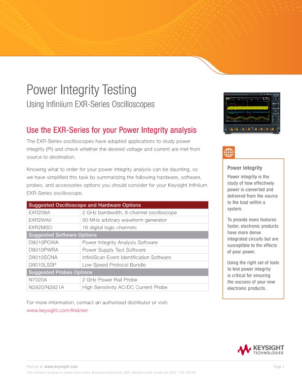 Power Integrity Testing Using Infiniium EXR-Series Oscilloscopes