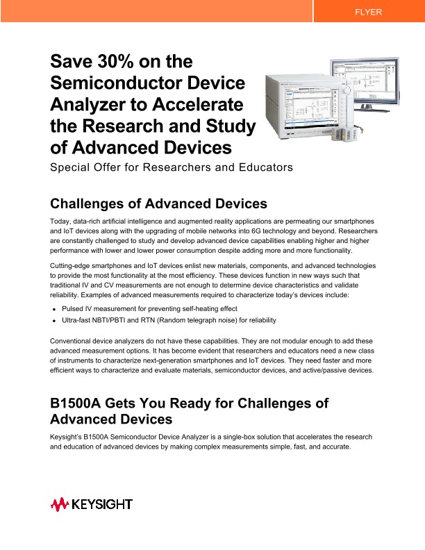 Save 30% on the Semiconductor Device Analyzer to Accelerate the Research and Study of Advanced Devices