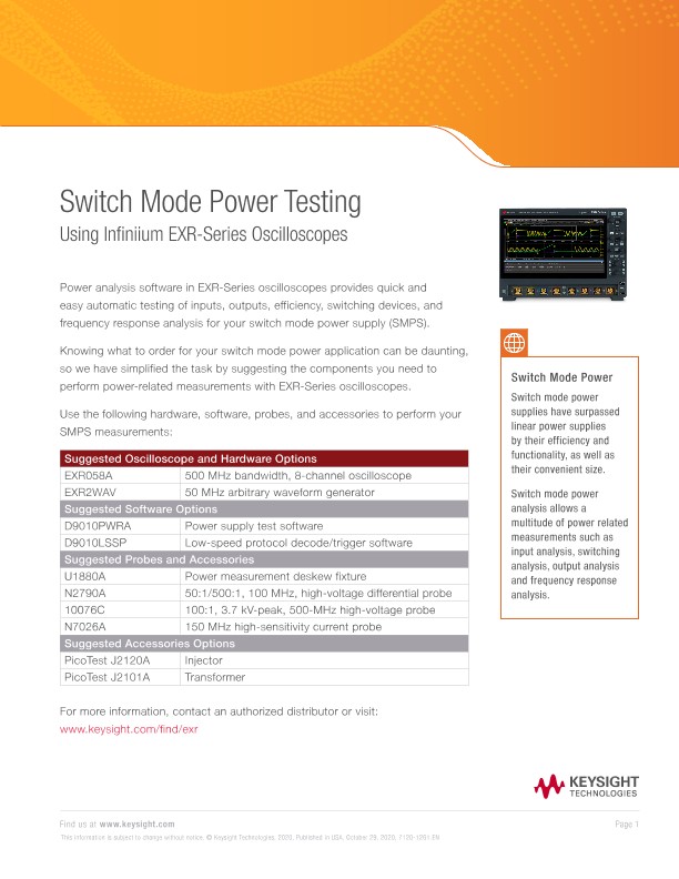 Switch Mode Power Testing Using Infiniium EXR-Series Oscilloscopes