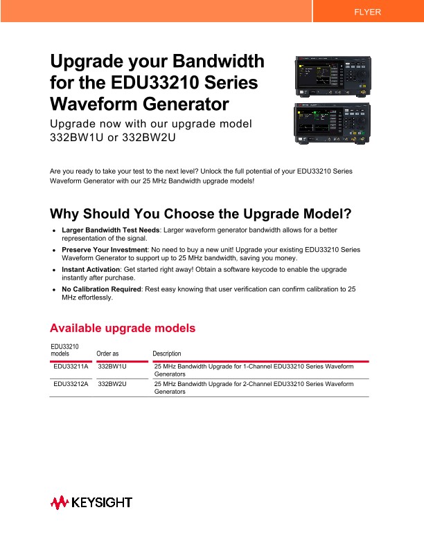 Upgrade your Bandwidth for the EDU33210 Series Waveform Generator