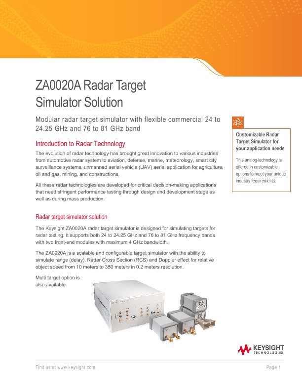 ZA0020A Radar Target Simulator Solution