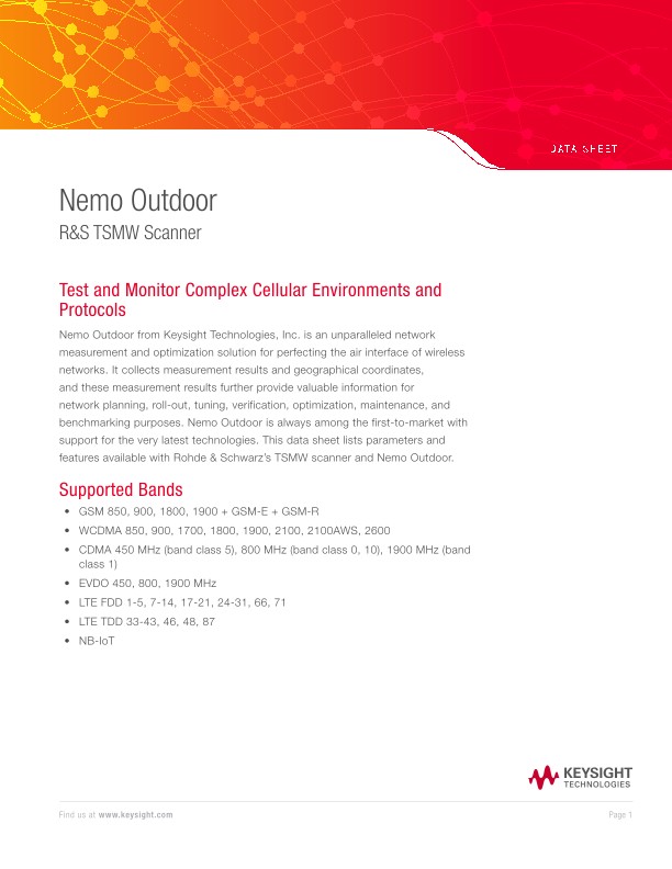 Nemo Outdoor and R&S TSMW Scanner