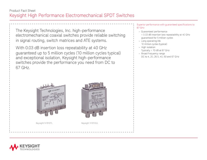 High Performance Electromechanical SPDT Switches