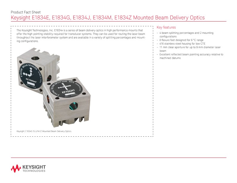 E1834E, E1834G, E1834J, E1834M, E1834Z Mounted Beam Delivery Optics