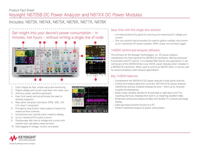 N6705B DC Power Analyzer and N67XX DC Power Modules