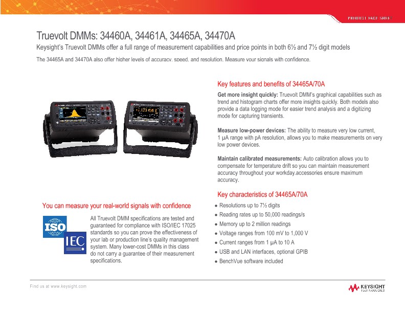 Truevolt DMMs: 34460A, 34461A, 34465A, 34470A