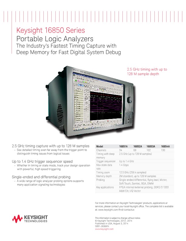 16850 Series Portable Logic Analyzers 