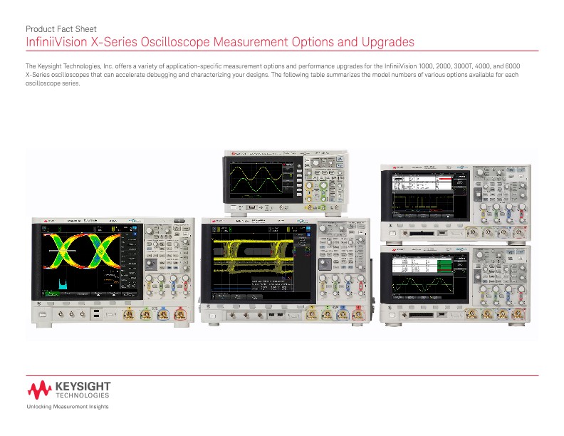 InfiniiVision X-Series Oscilloscope Measurement Options and Upgrades – Product Fact Sheet