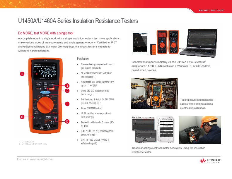 U1450A/U1460A Series Insulation Resistance Testers