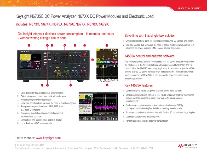 N6705C DC Power Analyzer and N67XX DC Power Modules