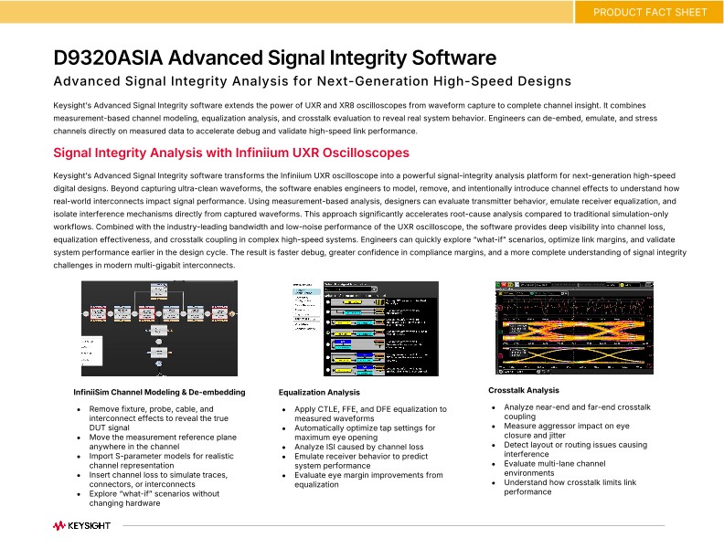 D9320ASIA Advanced Signal Integrity Software PDF Asset Page | Keysight