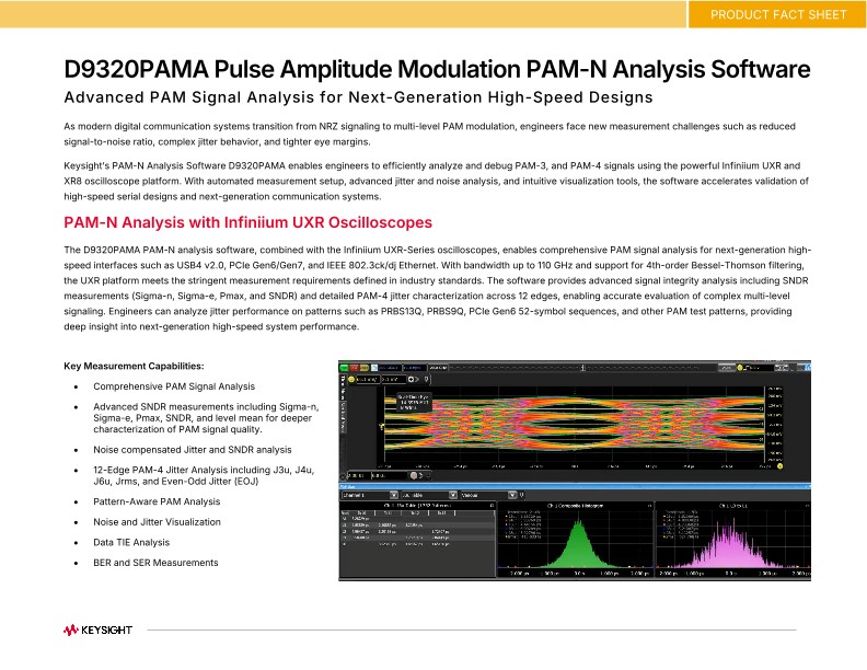 D9320PAMA Pulse Amplitude Modulation PAM-N Analysis Software PDF Asset ...
