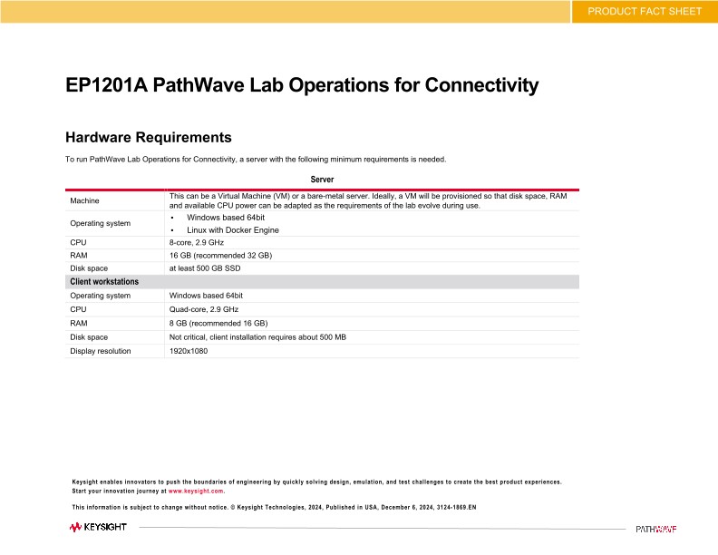 EP1201A PathWave Lab Operations for Connectivity