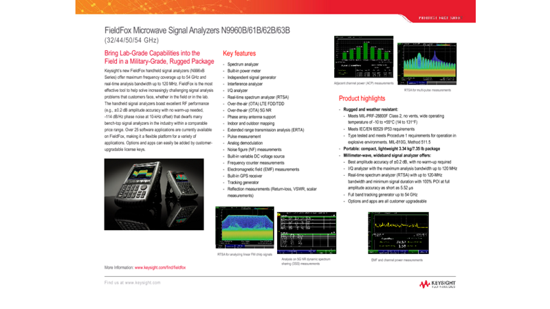 N9963B FieldFox Handheld Microwave Signal Analyzer