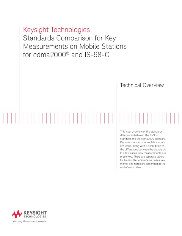 Standards Comparison for Key Measurements on Mobile Stations for cdma2000® and IS-98-C 