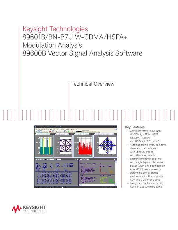 89601B/BN-B7U W-CDMA/HSPA+ Modulation Analysis 89600B Vector Signal Analysis Software