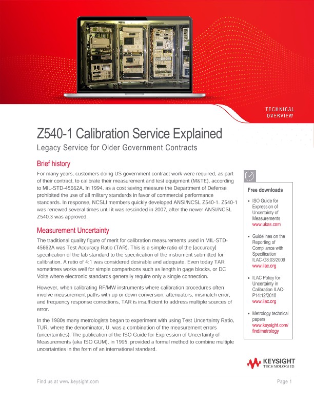 Z540-1 Calibration Services 