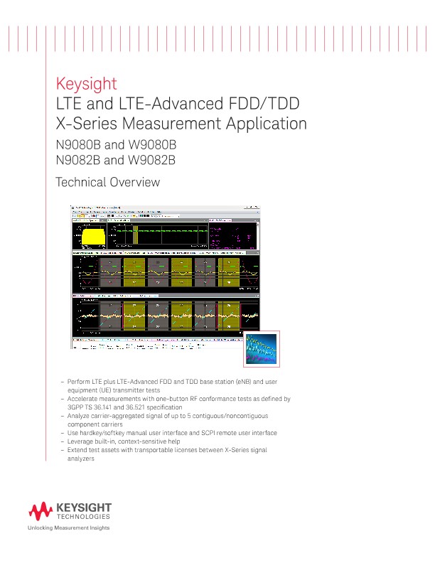 LTE and LTE-Advanced FDD/TDD X-Series Measurement Application N9080B and N9082B