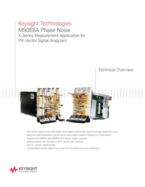M9068A Phase Noise X-Series Measurement Application for PXI Vector Signal Analyzers