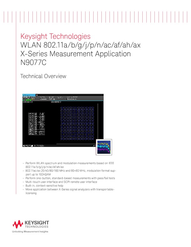 N9077C WLAN 802.11a/b/g/j/p/n/ac/af/ah/ax X-Series Measurement Application
