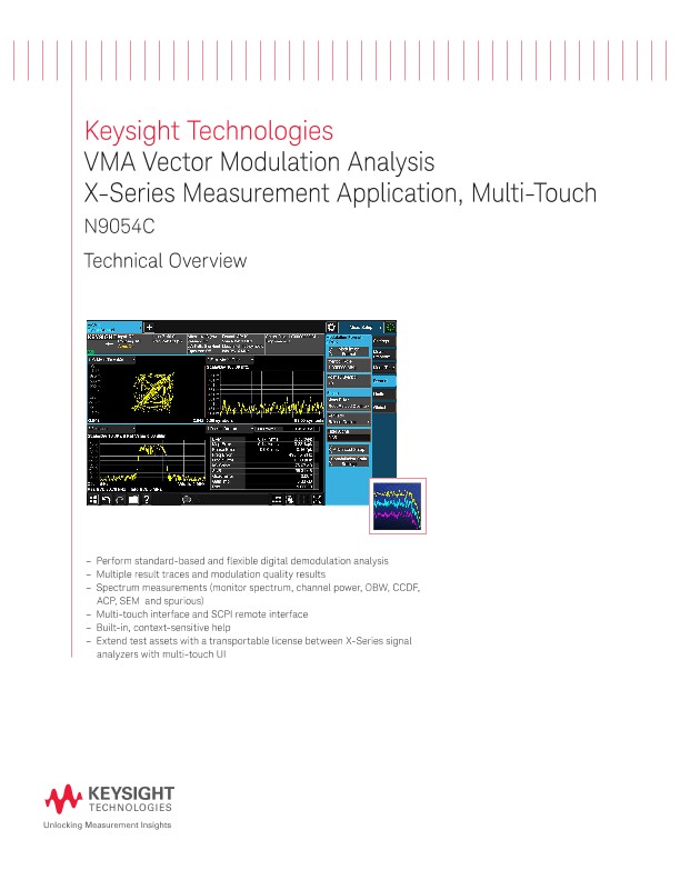 N9054C VMA Vector Modulation Analysis X-Series Measurement Application, Multi-Touch