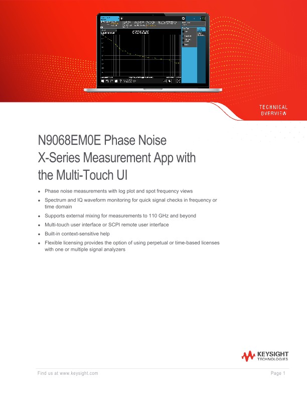 N9068EM0E Phase Noise X-Series Measurement App with the Multi-Touch UI