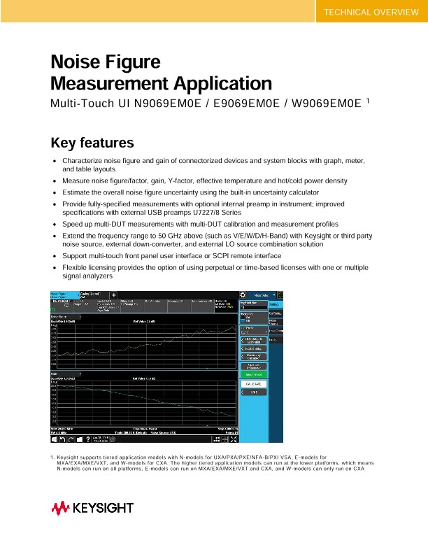 Noise Figure X-Series Measurement App, Multi-Touch UI N9069EM0E