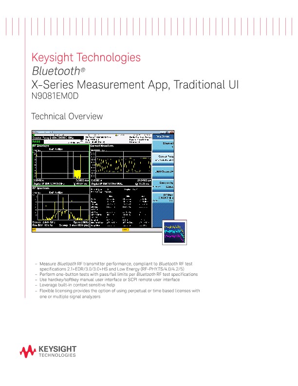 Bluetooth® X-Series Measurement App, Traditional UI N9081EM0D