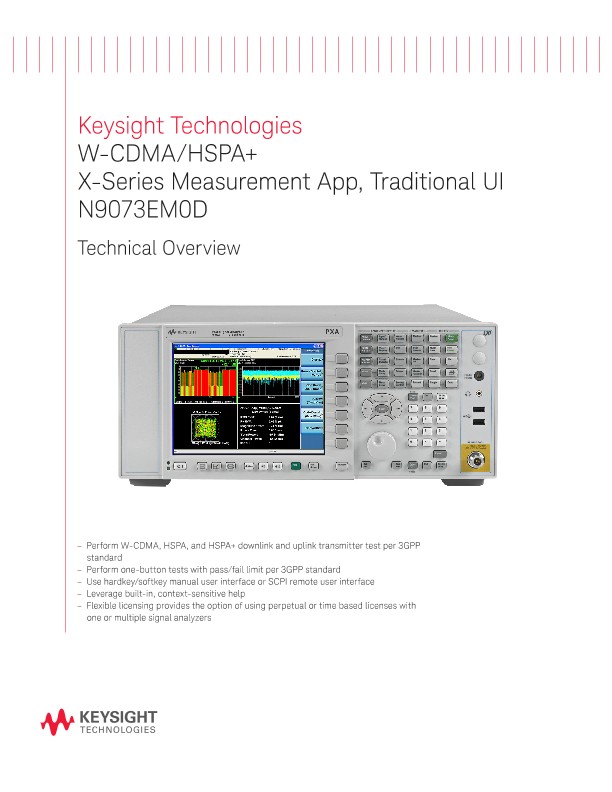 W-CDMA/HSPA+ X-Series Measurement App, Traditional UI N9073EM0D