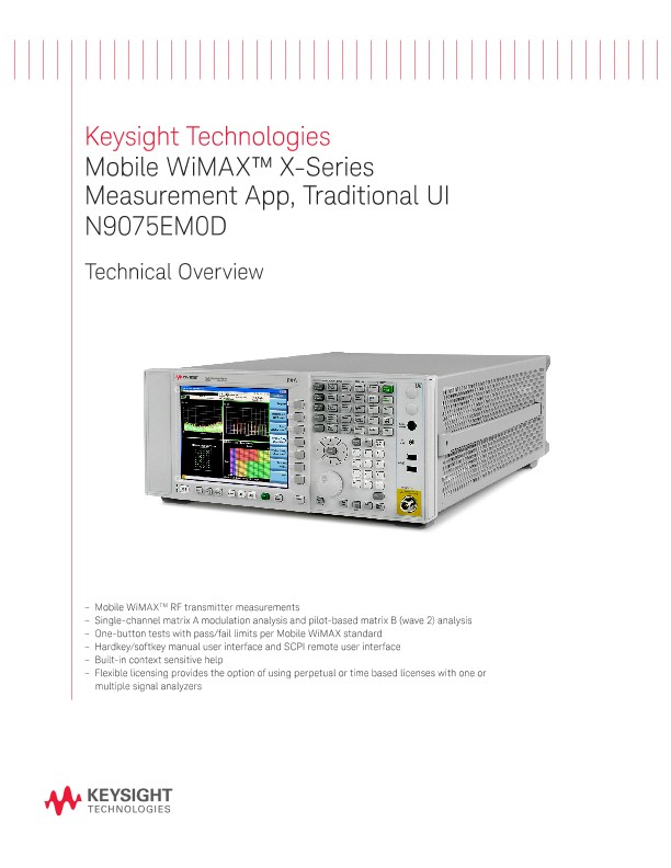 Mobile WiMAX X-Series Measurement App, Traditional UI N9075EM0D