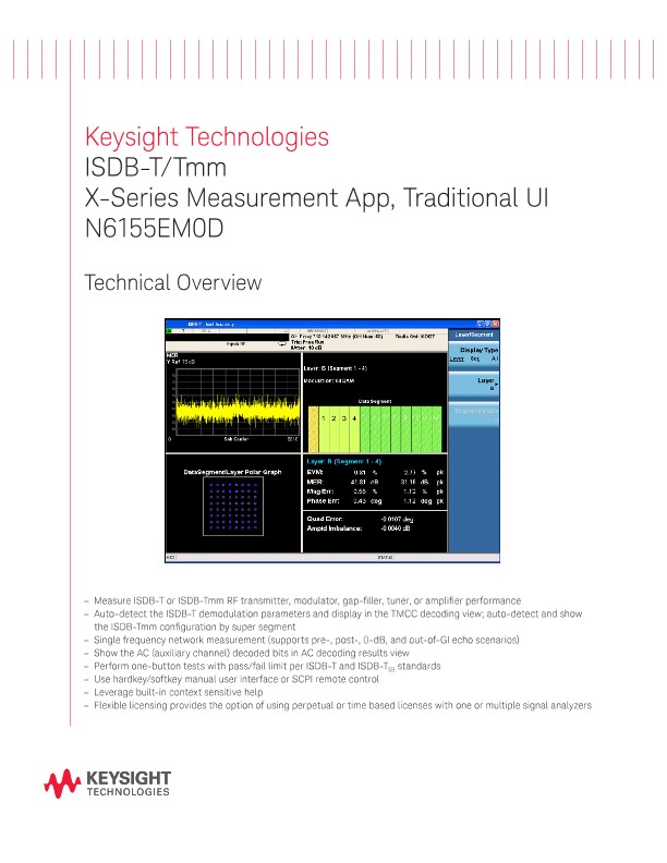 ISDB-T/Tmm X-Series Measurement App, Traditional UI N6155EM0D
