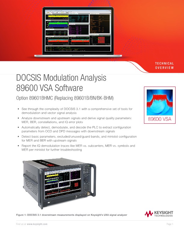 DOCSIS Modulation Analysis 89600 VSA Software Option 89601BHMC