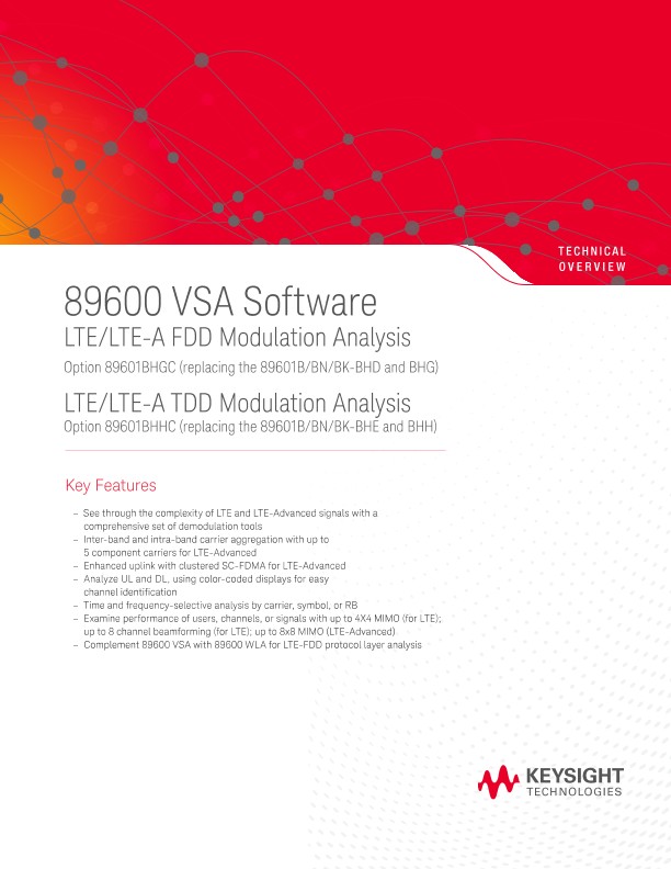 89600 VSA Software LTE/LTE-A FDD Modulation Analysis 89601BHGC/89601BHHC