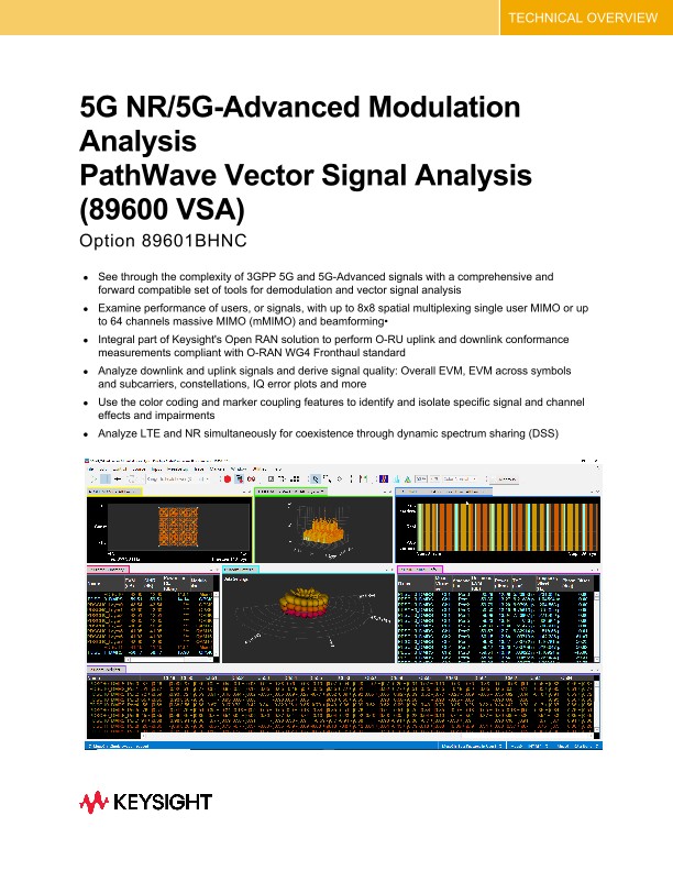 5G NR/5G-Advanced Modulation Analysis PathWave Vector Signal Analysis (89600 VSA)