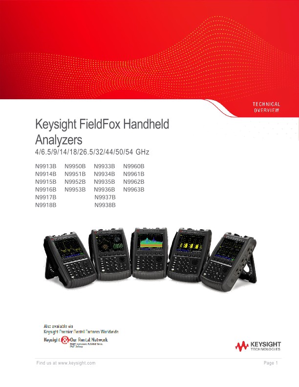 Keysight FieldFox Handheld Analyzers 4/6.5/9/14/18/26.5/32/44/50/54 GHz