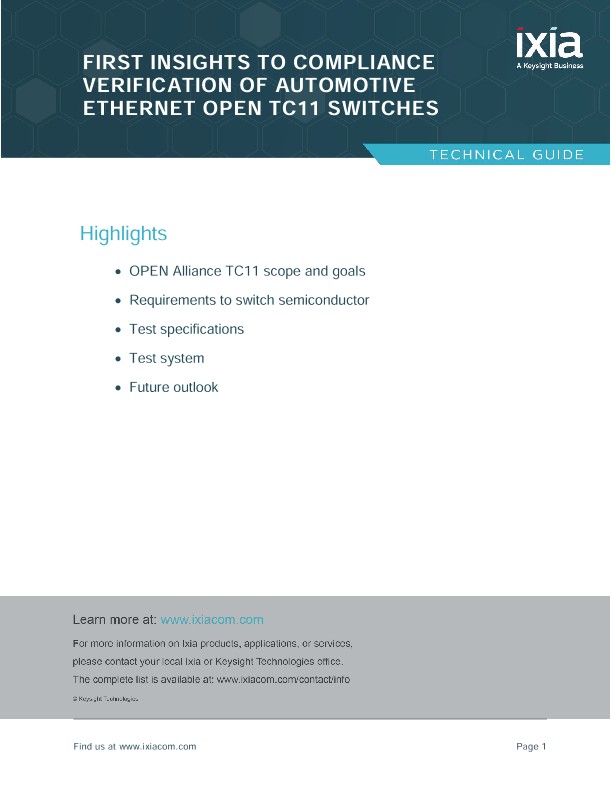 First Insights to Compliance Verification of Automotive Ethernet Open TC11 Switches