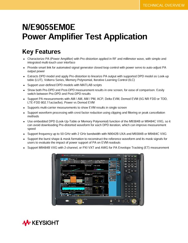 N/E9055EM0E Power Amplifier Test Application