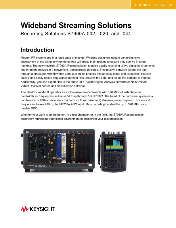 Wideband Streaming Solutions, Recording Solutions S7960A-002, -020, and ...