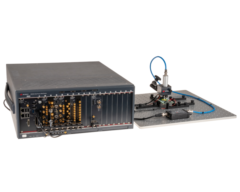 device testing hardware setup with various attached components