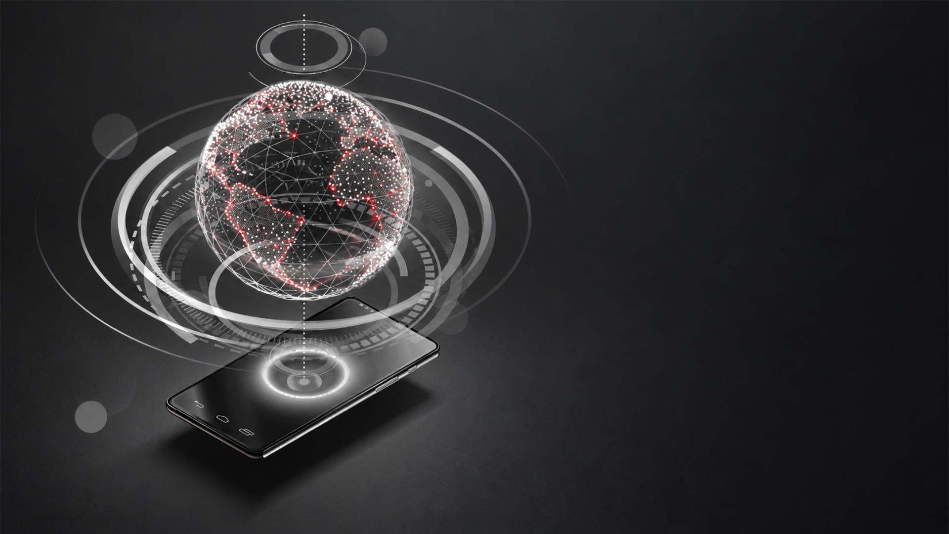 mobile phone with floating globe