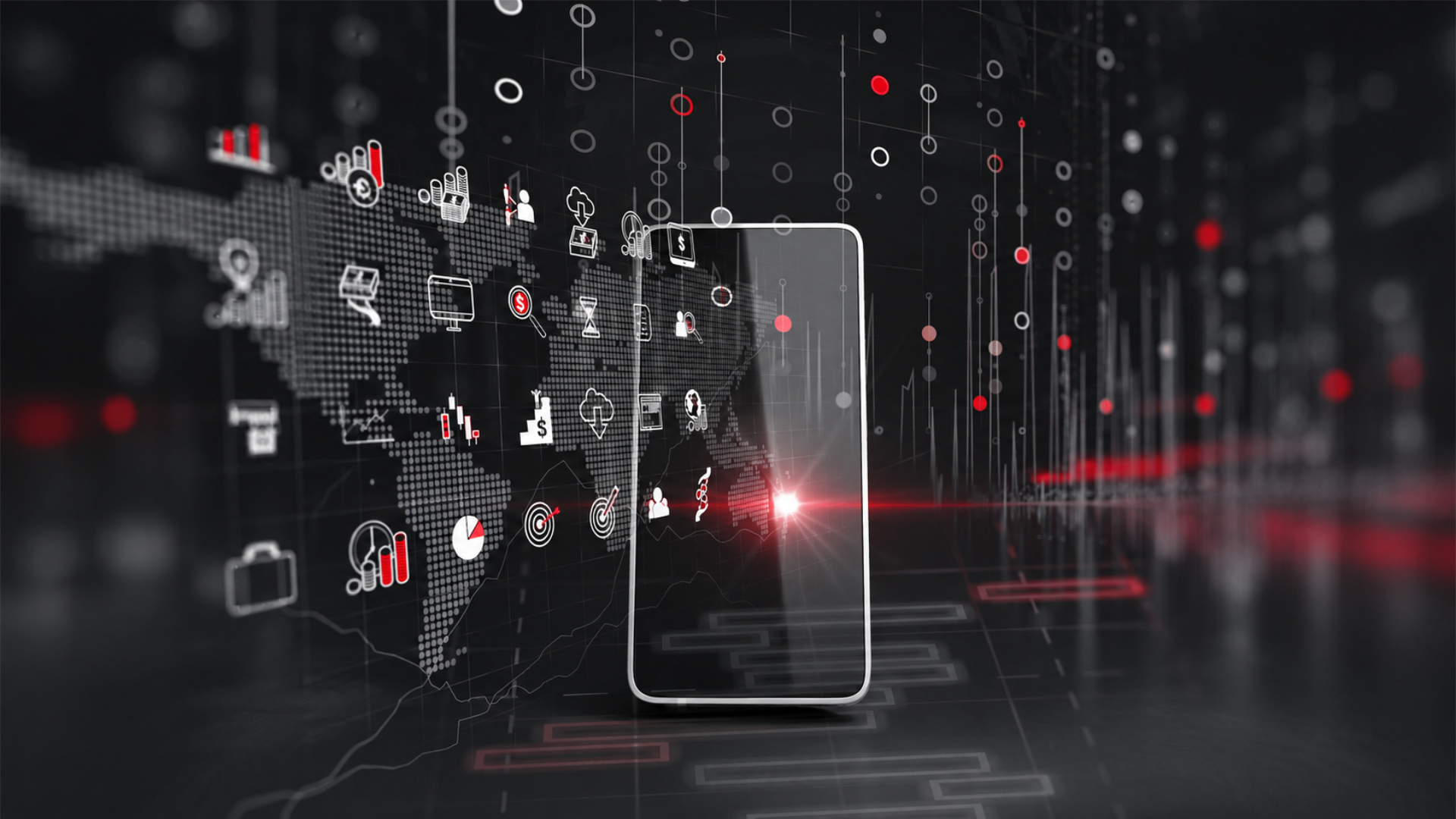 mobile phone with many app icons