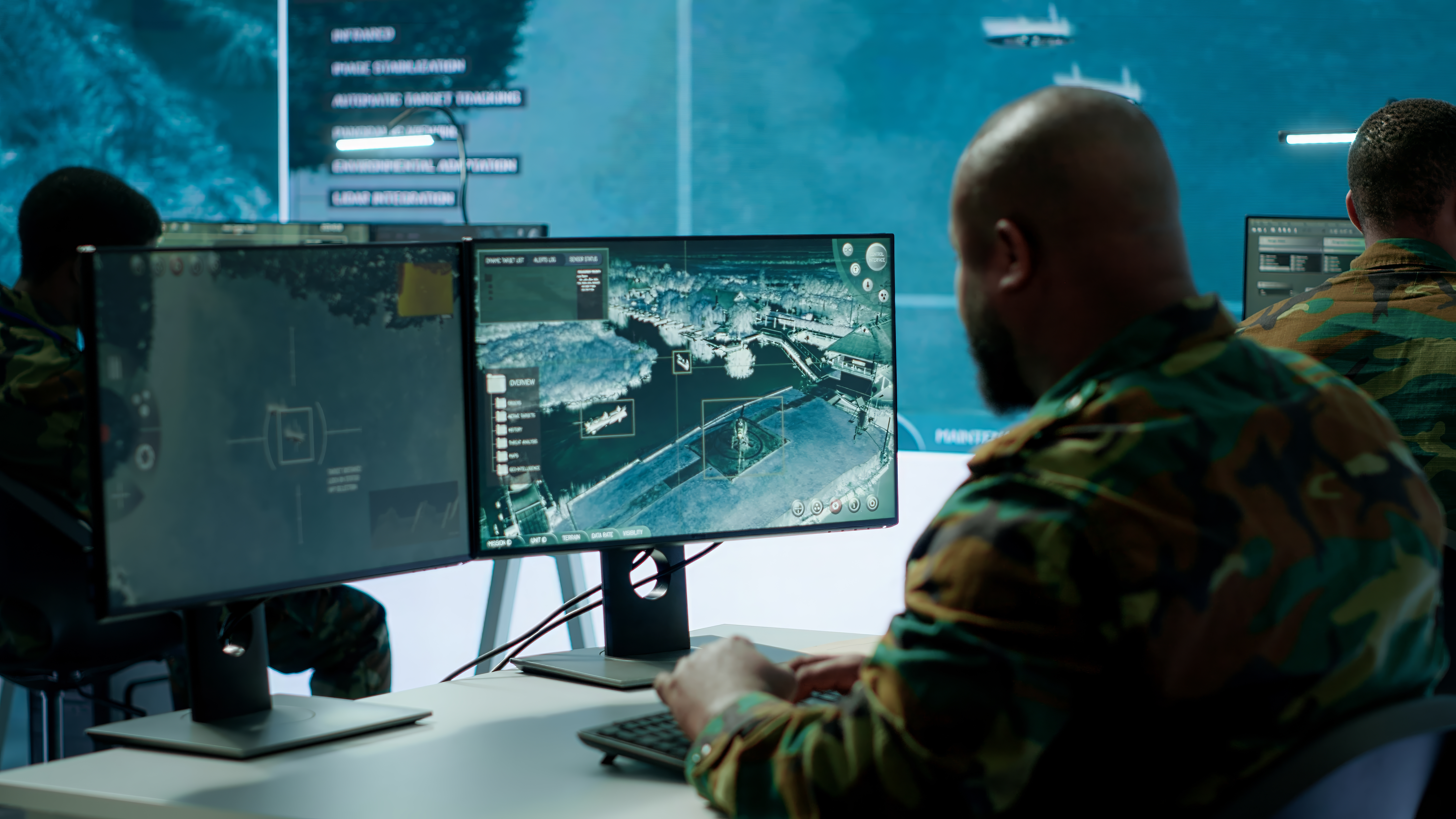 Aerospace professional viewing desktop